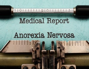 Close up of Anorexia nervosa text on typewriter