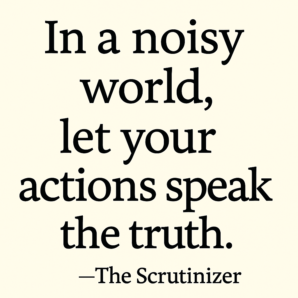 Quote image reading: "In a noisy world, let your actions speak the truth. —The Scrutinizer"